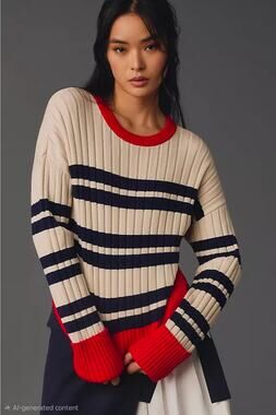 Maeve x Anthropologie Rib Crew Compact Pullover Sweater. Size S. Retails $118